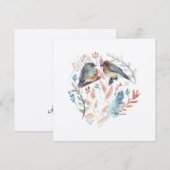 Sweet Bluebird Paar Waterverf met Bloemen (Voorkant / Achterkant)