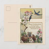 Sweet Bluebirds Paasgroeten Bericht Briefkaart (Voorkant / Achterkant)