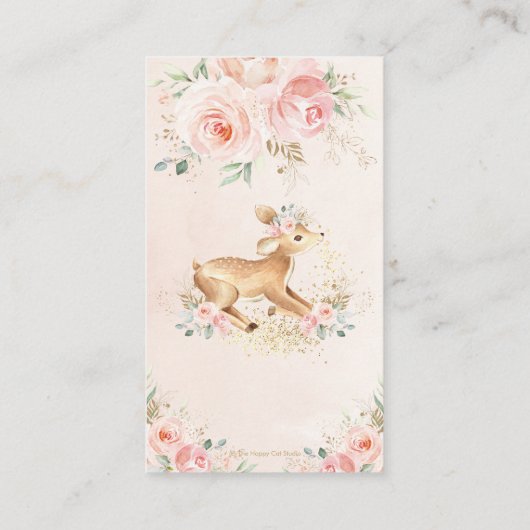 Sweet Blush Bloemen Herten Baby shower Boeken voor Informatiekaartje (Achterkant)