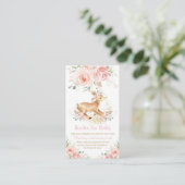 Sweet Blush Bloemen Herten Baby shower Boeken voor Informatiekaartje (Staand voorkant)