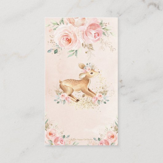 Sweet Blush Bloemen Herten Baby shower Luier Raffl Informatiekaartje (Achterkant)