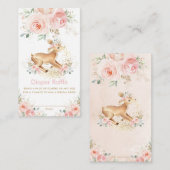 Sweet Blush Bloemen Herten Baby shower Luier Raffl Informatiekaartje (Voorkant / Achterkant)