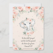 Sweet Blush Floral Elephant Baptisme 1st Birthday Kaart (Achterkant)