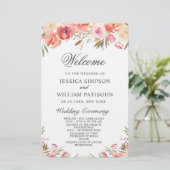 Sweet Blush Floral Floral Wedding Ceremony Program (Staand voorkant)