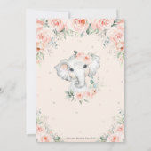 Sweet Blush Floral Schattig Elephant Baby shower Kaart (Achterkant)