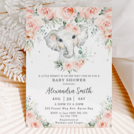 Sweet Blush Floral Schattig Elephant Baby shower Kaart