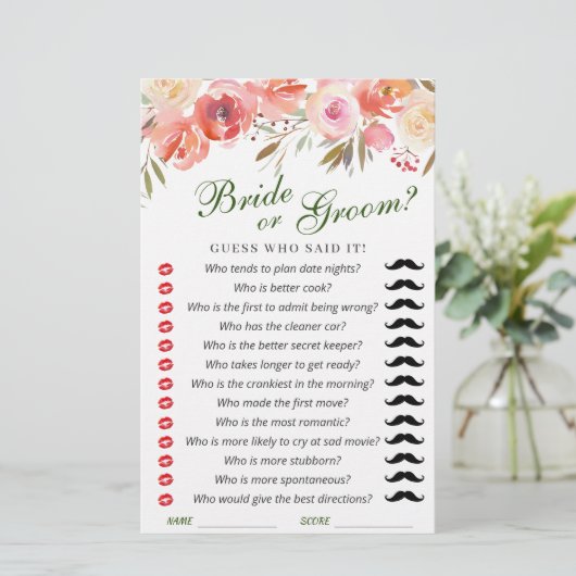 Sweet Blush Floral Waterverf Vrijgezellenfeest gam (Staand voorkant)