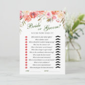 Sweet Blush Flowers Vrijgezellenfeest Game Kaart (Staand voorkant)