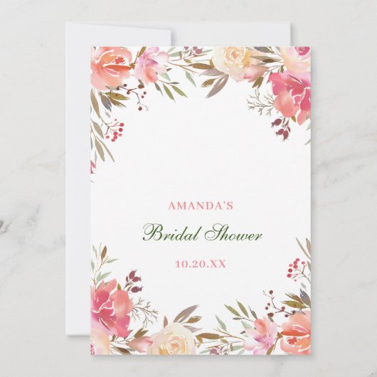 Sweet Blush Flowers Vrijgezellenfeest Game Kaart (Achterkant)