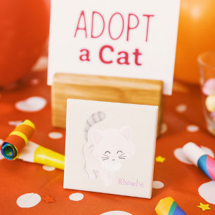 Sweet Blush Kitten Roze & Grijze Cat Decor Magneet