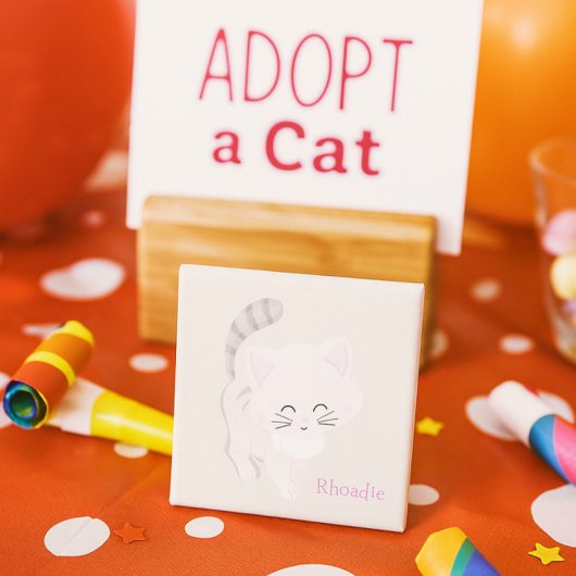 Sweet Blush Kitten Roze & Grijze Cat Decor Magneet