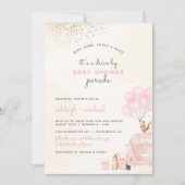 Sweet Blush Pink Balloons Auto rijden met Baby sho Kaart (Voorkant)