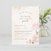 Sweet Blush Pink Balloons Auto rijden met Baby sho Kaart (Staand voorkant)