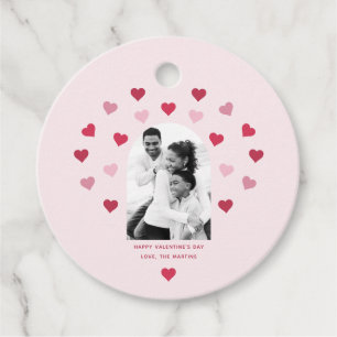 Sweet Blush Pink en Red Heart Foto Valentijn Bedankjes Labels
