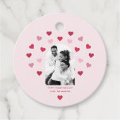 Sweet Blush Pink en Red Heart Foto Valentijn Bedankjes Labels (Voorkant)