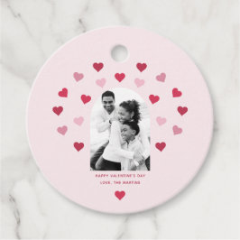 Sweet Blush Pink en Red Heart Foto Valentijn Bedankjes Labels