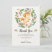 Sweet Blush Pink Floral Baby Horse bedankje Kaart (Staand voorkant)