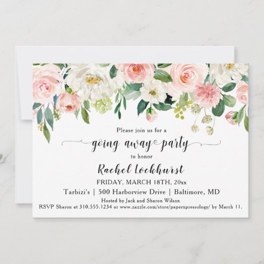 Sweet Blush Pink Floral Bouquet die weggaat Kaart (Voorkant)