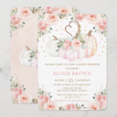 Sweet Blush Pink Floral Pumpkins Baby shower Kaart (Voorkant / Achterkant)