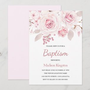 Sweet Blush Pink Flowers Mooi Girls Baptisme Kaart