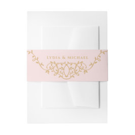Sweet Blush Pink Frans Monogram Uitnodigingen Wikkel