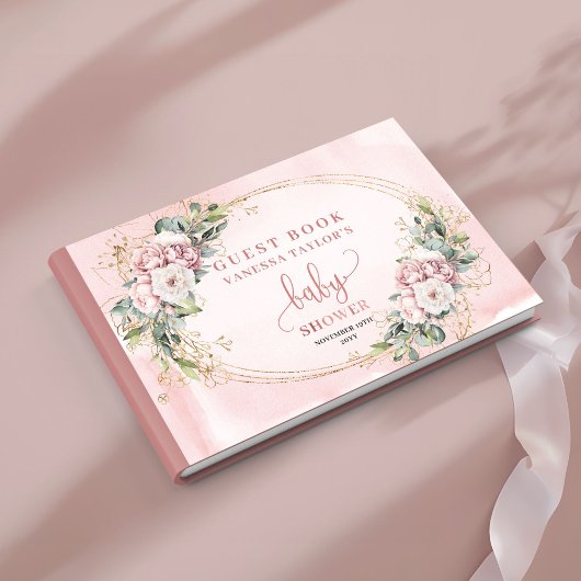 Sweet Blush Pink Greenery Baby Guest Book Gastenboek