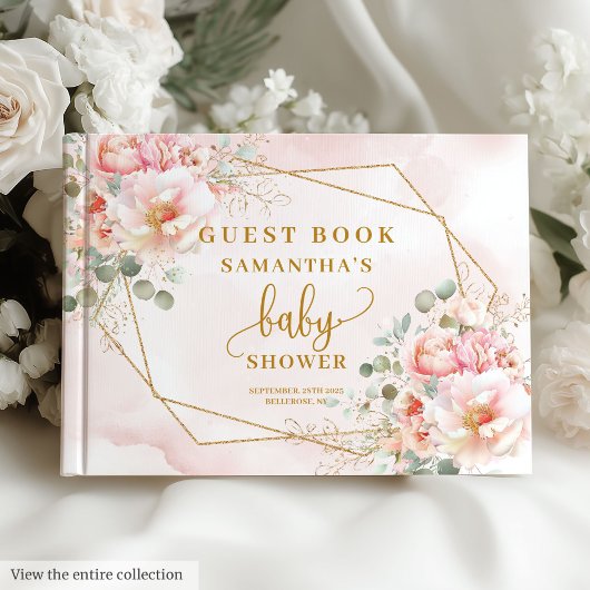 Sweet blush pink sage baby shower gastenboek