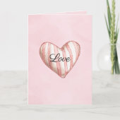 Sweet Blush Pink Striped Heart Love Kaart (Voorkant)