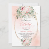 Sweet Blush Roses Girl Baby Shower Invitation Kaart (Voorkant)