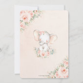 Sweet Blush Roze Bloemen Leuke Olifant Baby shower Kaart (Achterkant)