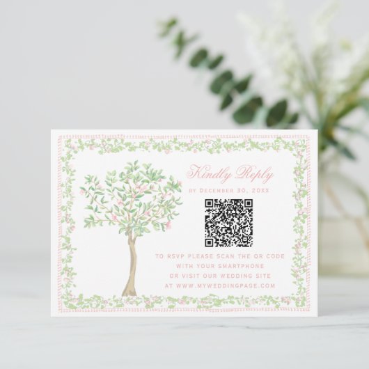 Sweet Blush Tree  Floral with Frame RSVP  QR Code (Staand voorkant)