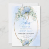 Sweet Bohemian Blue Floral Baby Shower Invitation Kaart (Voorkant)