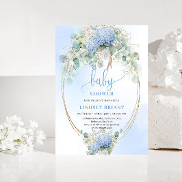 Sweet Bohemian Blue Floral Baby Shower Invitation Kaart