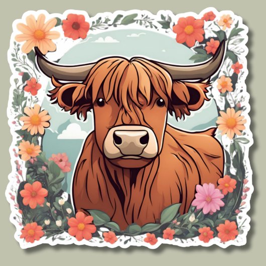 Sweet Bohemian Highland Koe Waterdicht Sticker