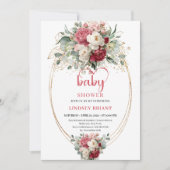 Sweet Bohemian Ruby Red Blush Gold Baby Shower Kaart (Voorkant)