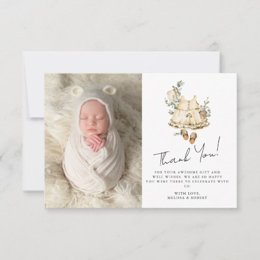 Sweet Boho Baby shower Foto Bedankkaart (Voorkant)
