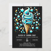 Sweet Boho Blue Boy Ice Cream Verjaardag Kaart (Voorkant)