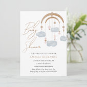 Sweet Boho Blue Cloud Mobile Baby shower Kaart (Staand voorkant)