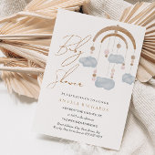 Sweet Boho Blue Cloud Mobile Baby shower Kaart