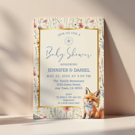 Sweet Boho Blue Forest Animal Baby shower Kaart
