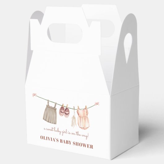 Sweet Boho Clothesline Meisje Baby shower Bedankdoosjes (Geopend)