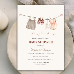 Sweet Boho Clothesline Meisje Baby shower Kaart