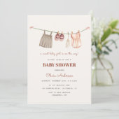 Sweet Boho Clothesline Meisje Baby shower Kaart (Staand voorkant)