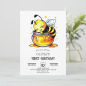 Sweet Boho Digital Bee 1e Verjaardag Kaart (Staand voorkant)