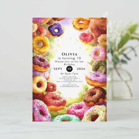 Sweet Boho Donut Verjaardag Kaart (Staand voorkant)