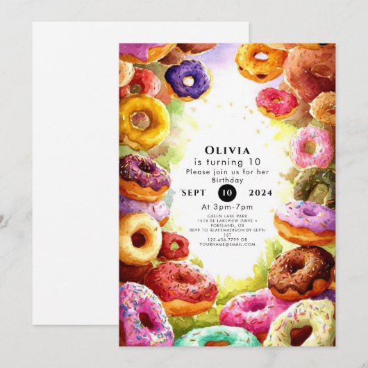 Sweet Boho Donut Verjaardag Kaart (Voorkant / Achterkant)