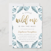 Sweet Boho Feathers Gold Wild One Boy Baby shower Kaart (Voorkant)