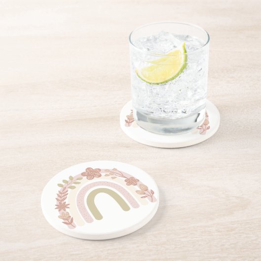 Sweet Boho Floral Rainbow Zandsteen Onderzetter (Zijkant)