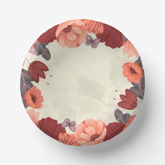 Sweet boho folk art bloemige botanische papieren k papieren kommen (Voorkant)