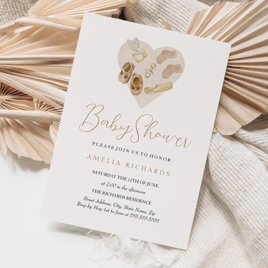 Sweet Boho Heart Blush Roze Baby shower Kaart